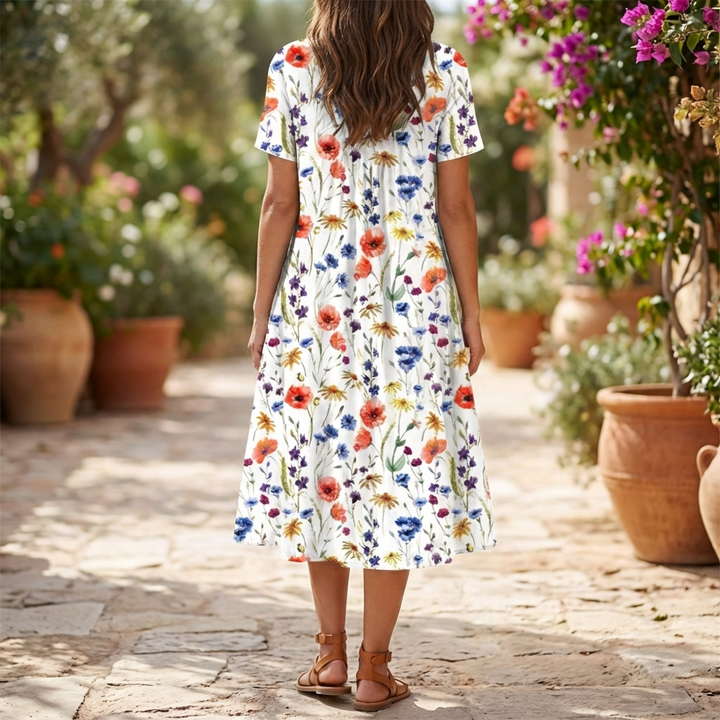 Vestido de Verano con Volantes Florales Vintage para Mujeres
