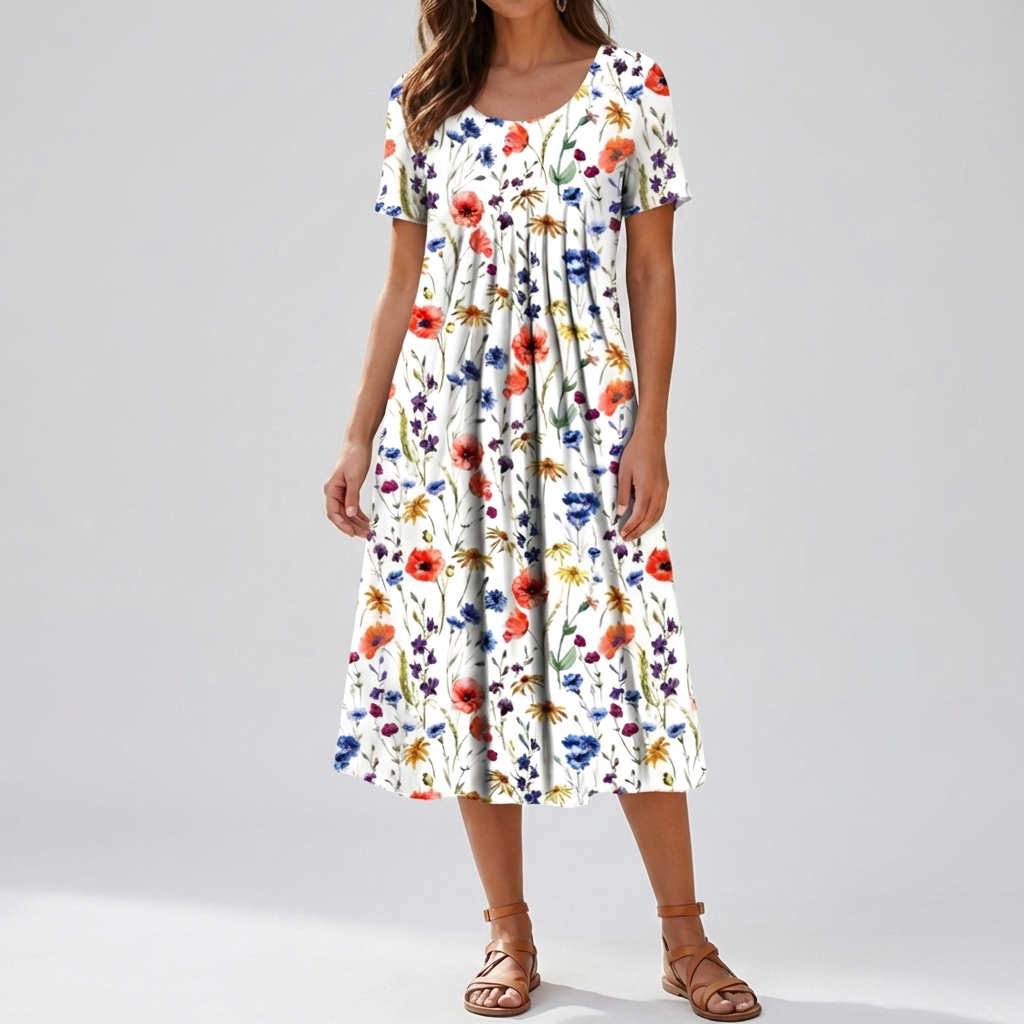 Vestido de Verano con Volantes Florales Vintage para Mujeres