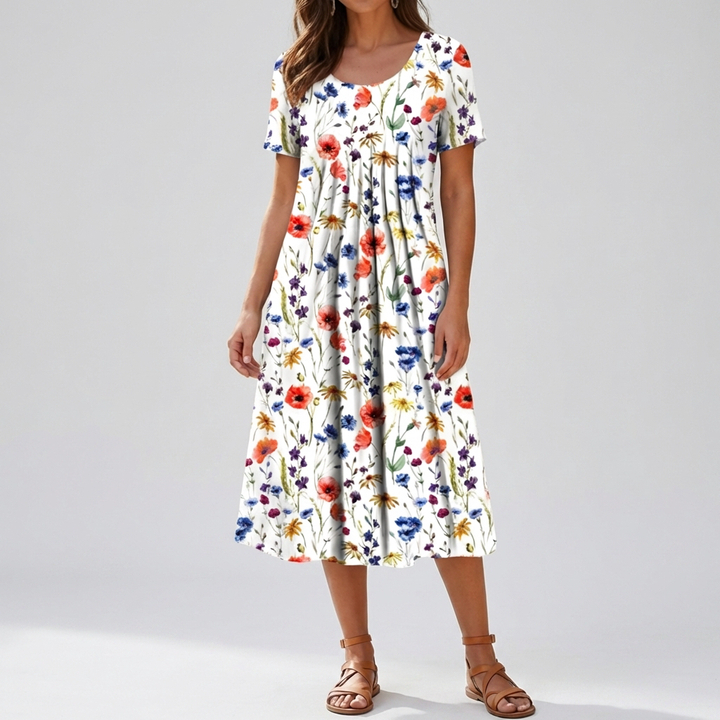 Vestido de Verano con Volantes Florales Vintage para Mujeres