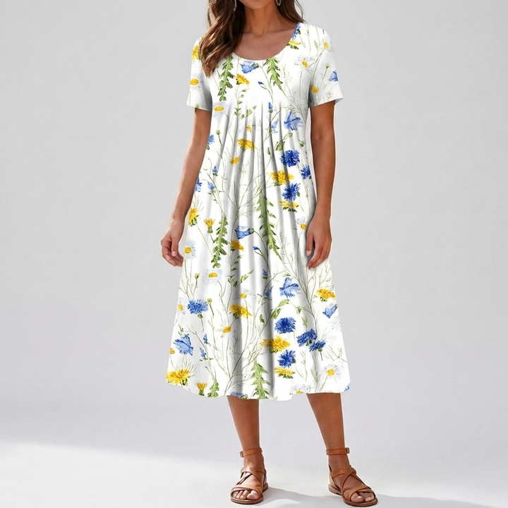 Vestido de Verano con Volantes Florales Vintage para Mujeres