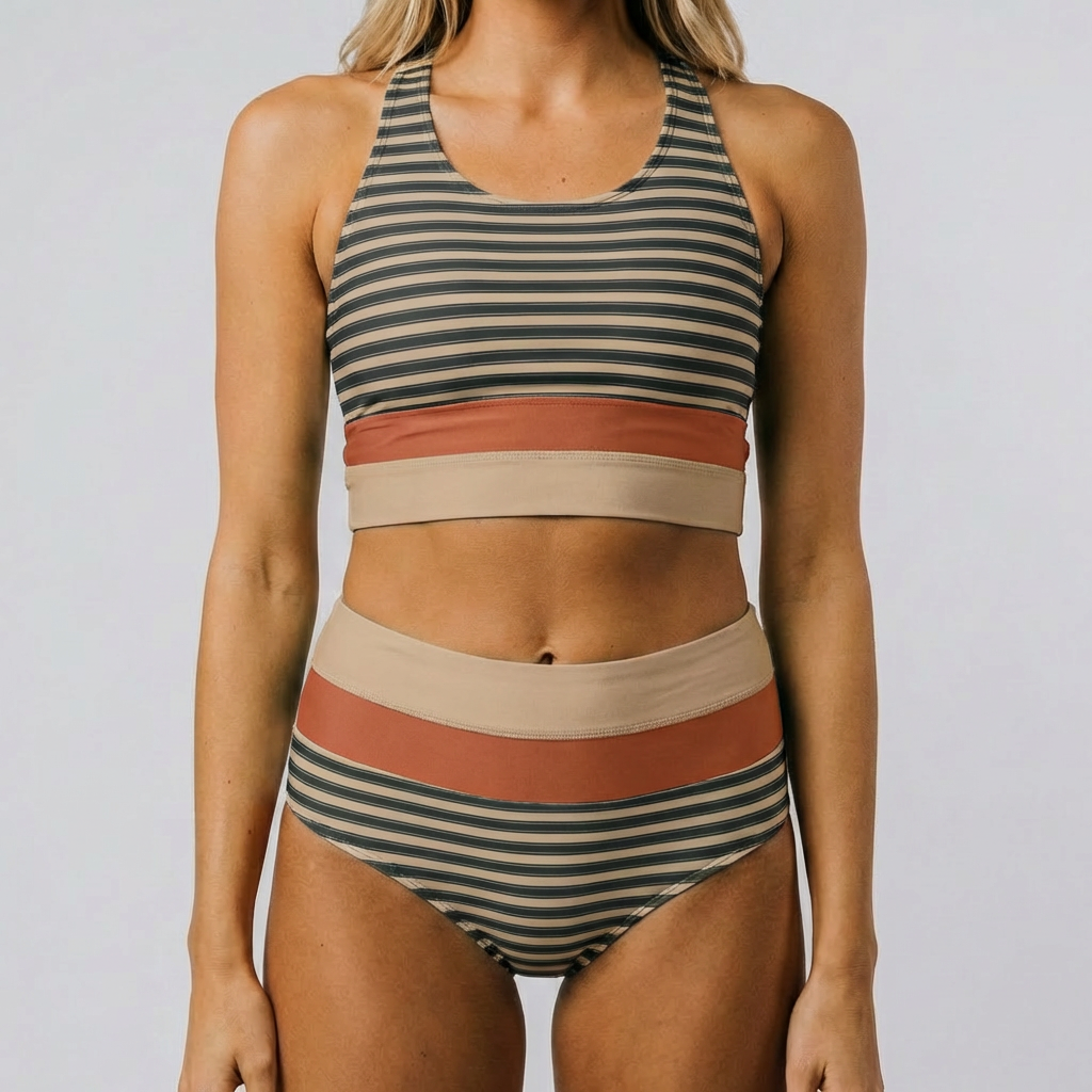 Conjunto de Bikini Colorblock con Corte para Mujeres