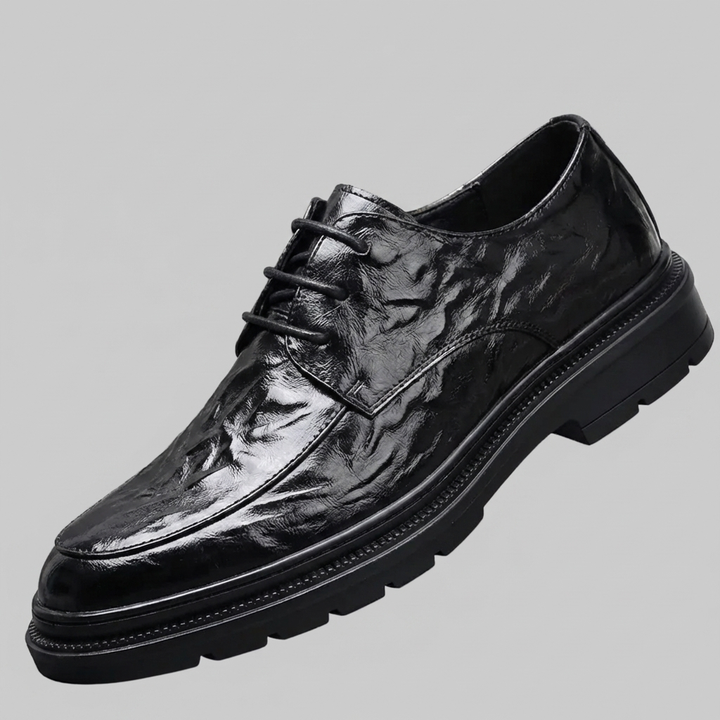 Zapatos Oxford Cerrados con Cordones de Grano de Mano para Hombres