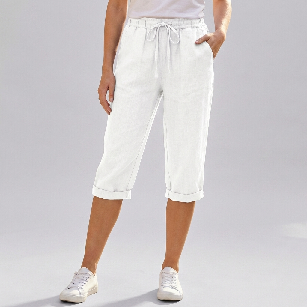 Shorts de Harem de Algodón y Lino para Mujeres a la Rodilla