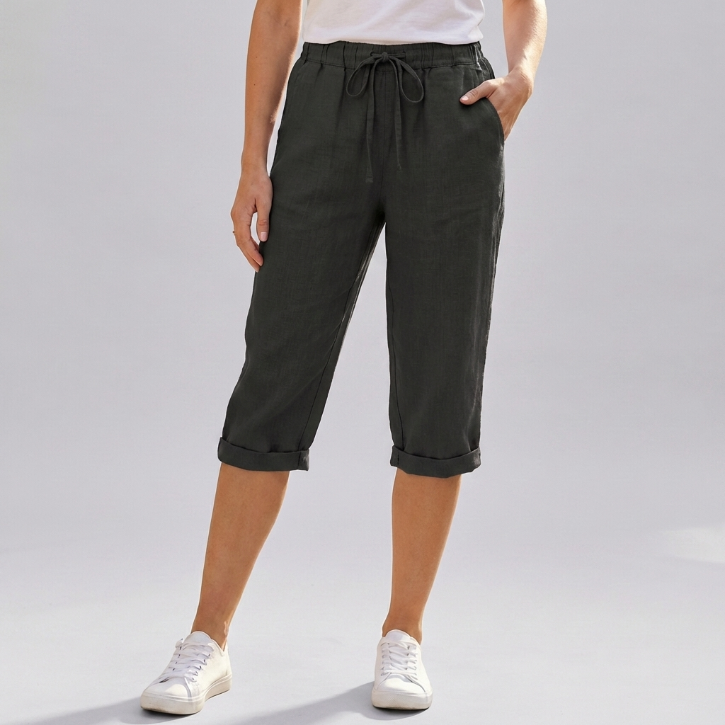 Shorts de Harem de Algodón y Lino para Mujeres a la Rodilla
