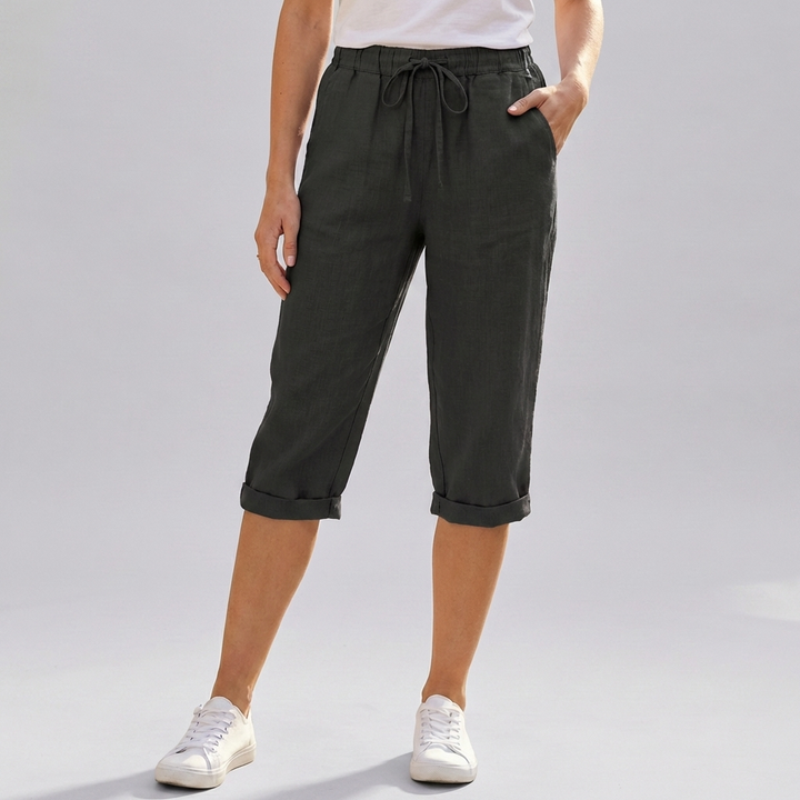Shorts de Harem de Algodón y Lino para Mujeres a la Rodilla