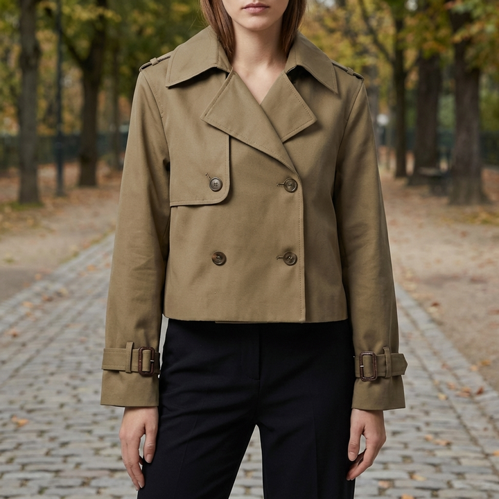 Chaqueta corta de doble botonadura para mujer