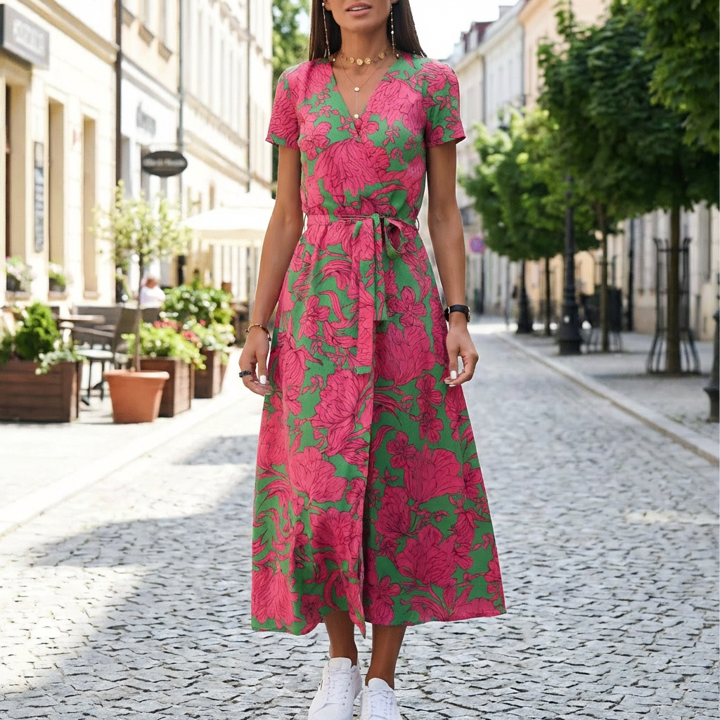 Vestido de Mujer con Bisagra Dividida y Lazo