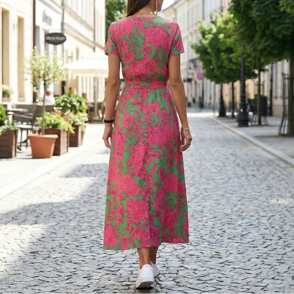 Vestido de Mujer con Bisagra Dividida y Lazo