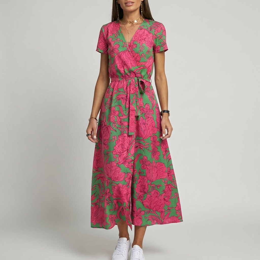 Vestido de Mujer con Bisagra Dividida y Lazo