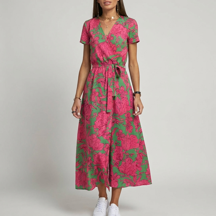 Vestido de Mujer con Bisagra Dividida y Lazo