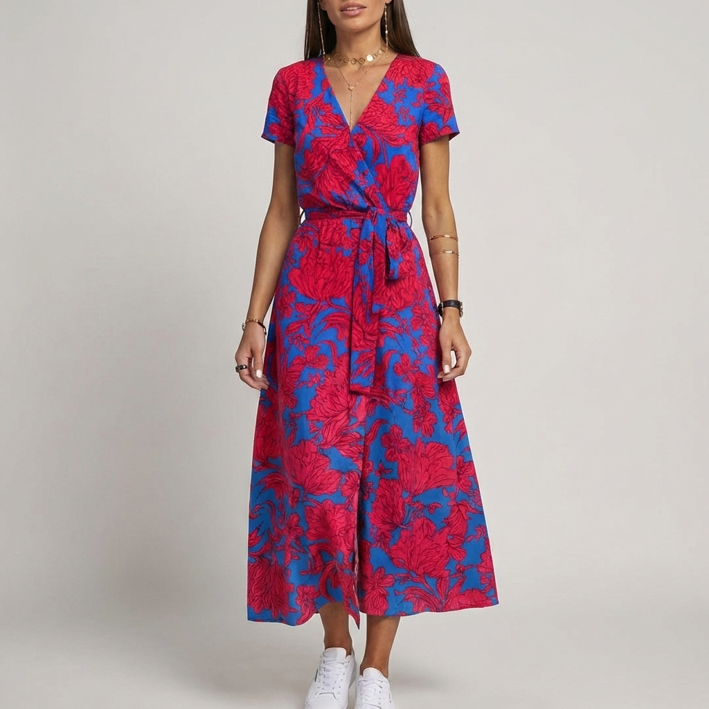 Vestido de Mujer con Bisagra Dividida y Lazo