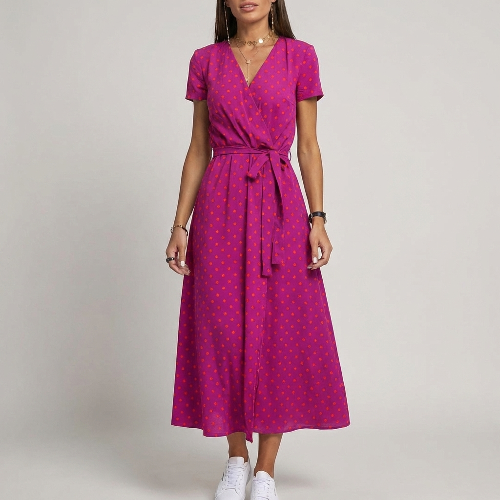 Vestido de Mujer con Bisagra Dividida y Lazo