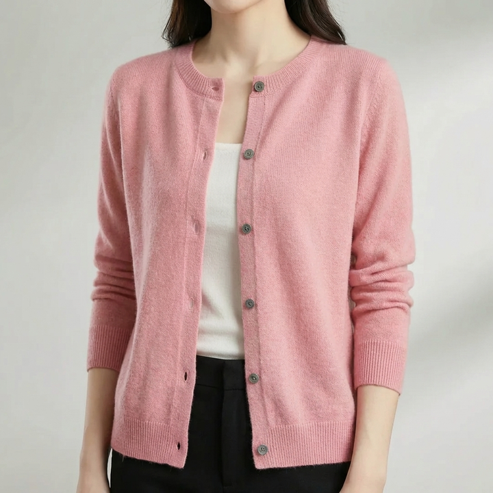Cardigan O-Cuello Redondo con Botones para Mujeres