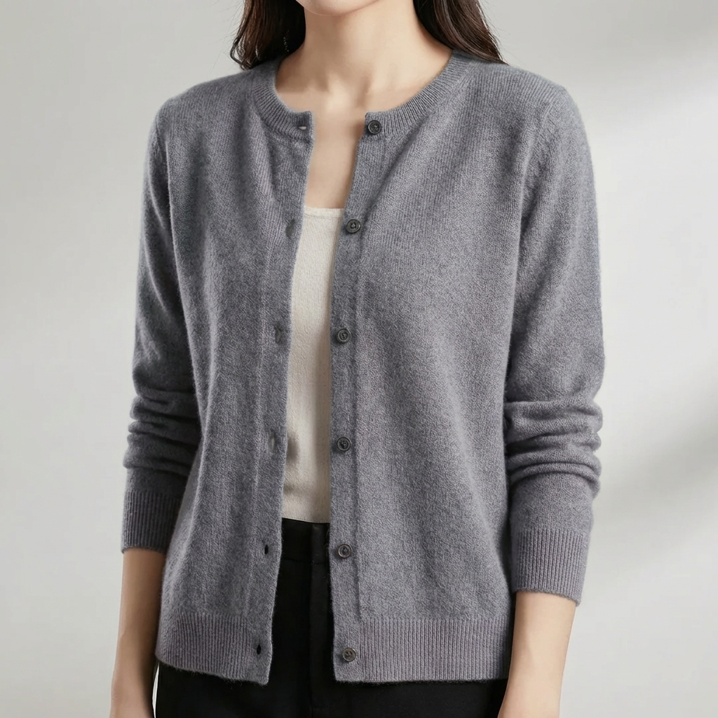 Cardigan O-Cuello Redondo con Botones para Mujeres