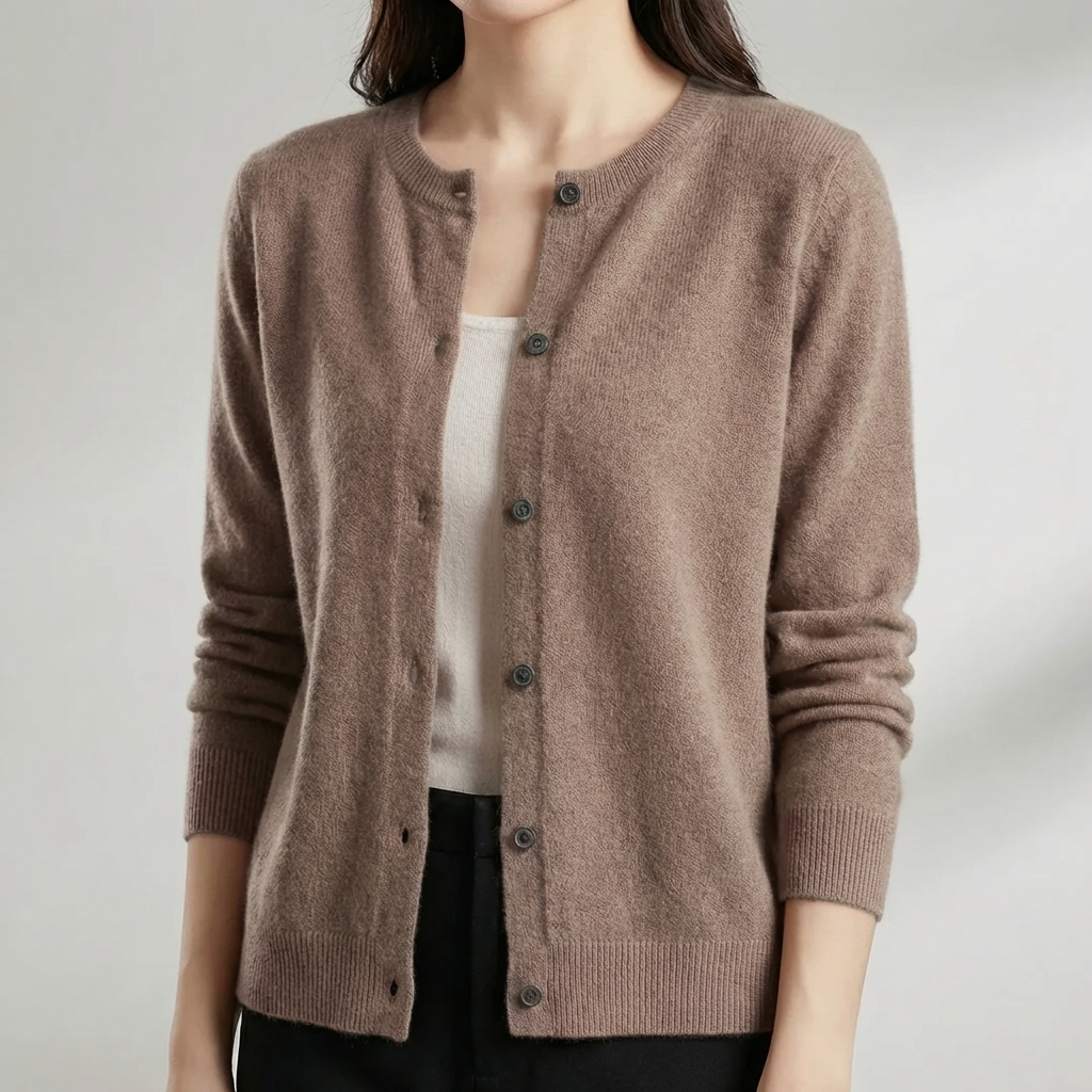 Cardigan O-Cuello Redondo con Botones para Mujeres
