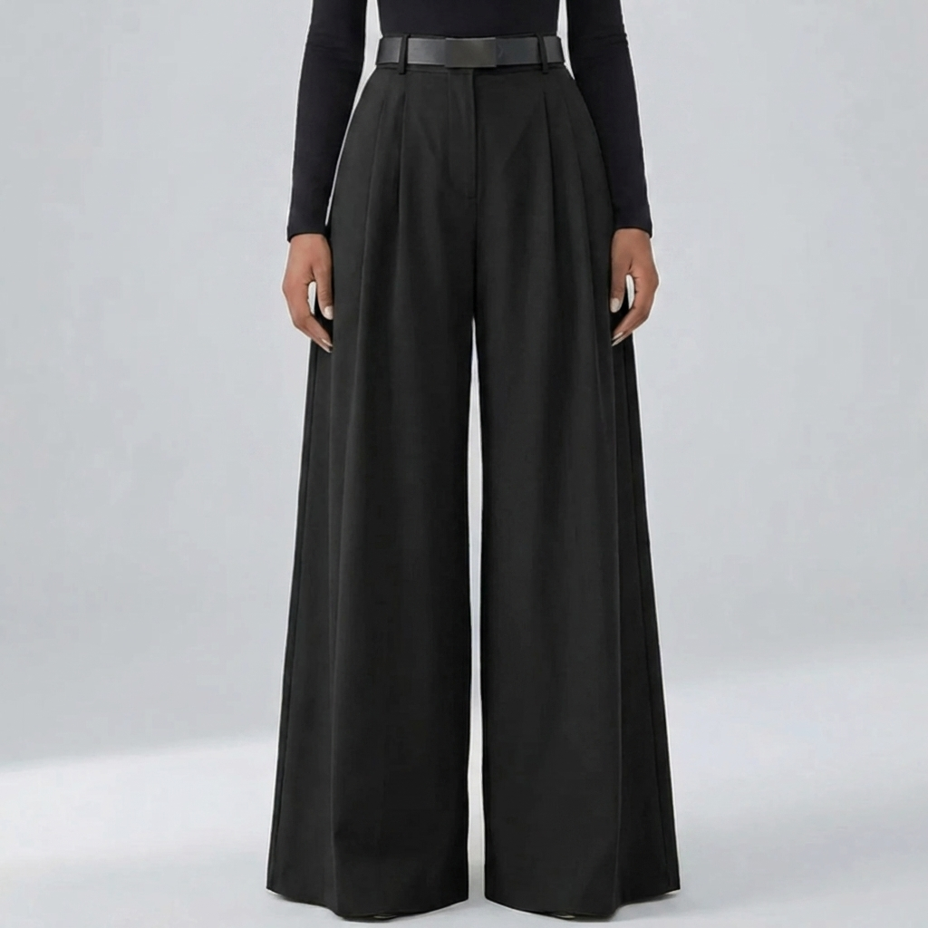 Pantalones de Mujer de Pierna Ancha de Cintura Alta y Largo Completo