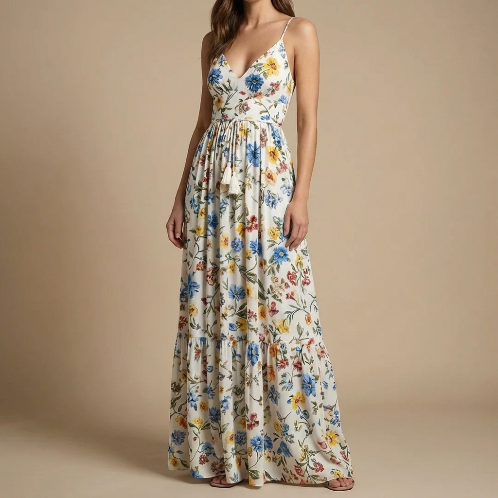 Vestido Maxi Boho con Estampado Floral