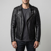 Chaqueta de Cuero de Motociclista para Hombres