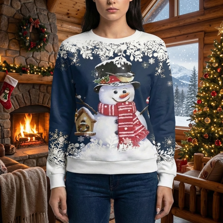 Sudadera Gráfica de Muñeco de Nieve Festivo