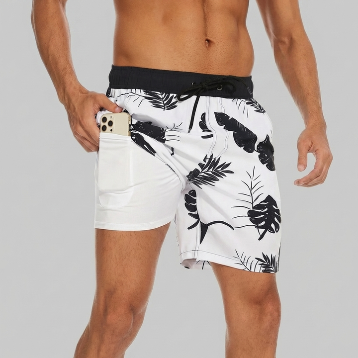 Pantalones Cortos de Nadar con Forro y Bolsillo para Teléfono para Hombres