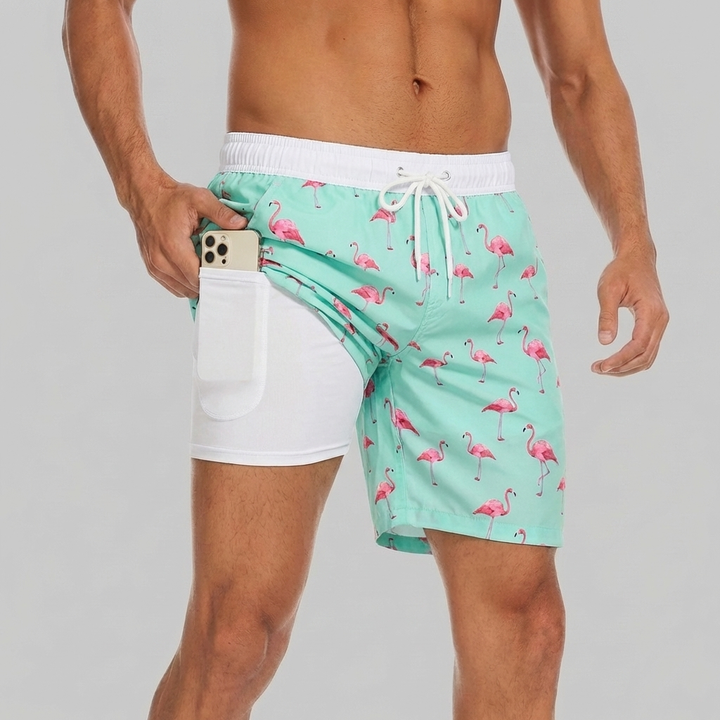 Pantalones Cortos de Nadar con Forro y Bolsillo para Teléfono para Hombres