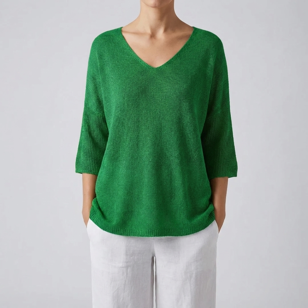 Top de Punto con Cuello en V para Mujeres