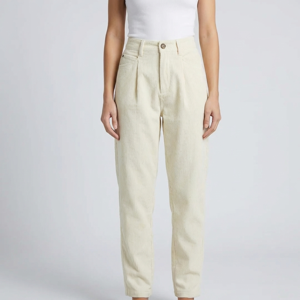 Pantalones de Terciopelo de Pata Recta de Alta Cintura