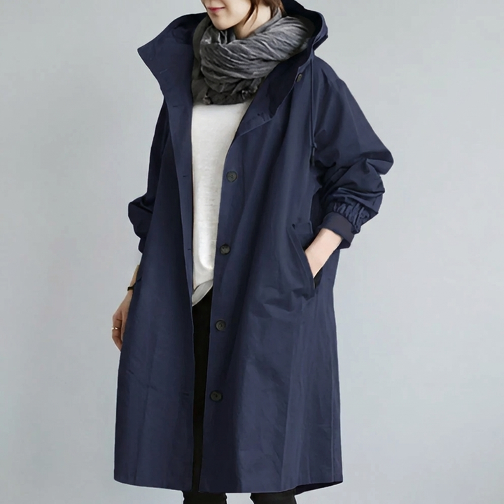 Abrigo Trench con Capucha Clásico para Mujeres