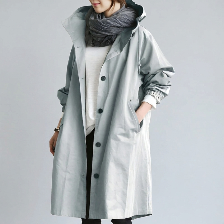 Abrigo Trench con Capucha Clásico para Mujeres