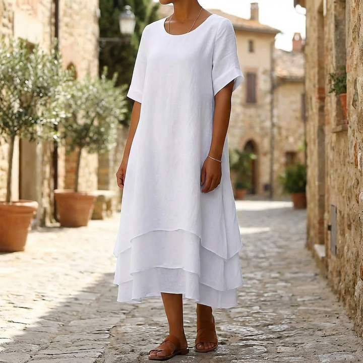 Vestido Chic Bloque con Rasgado Elegancia Moderna sin Esfuerzo