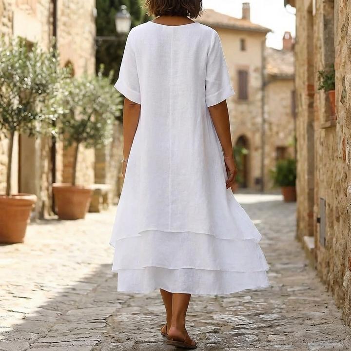 Vestido Chic Bloque con Rasgado Elegancia Moderna sin Esfuerzo