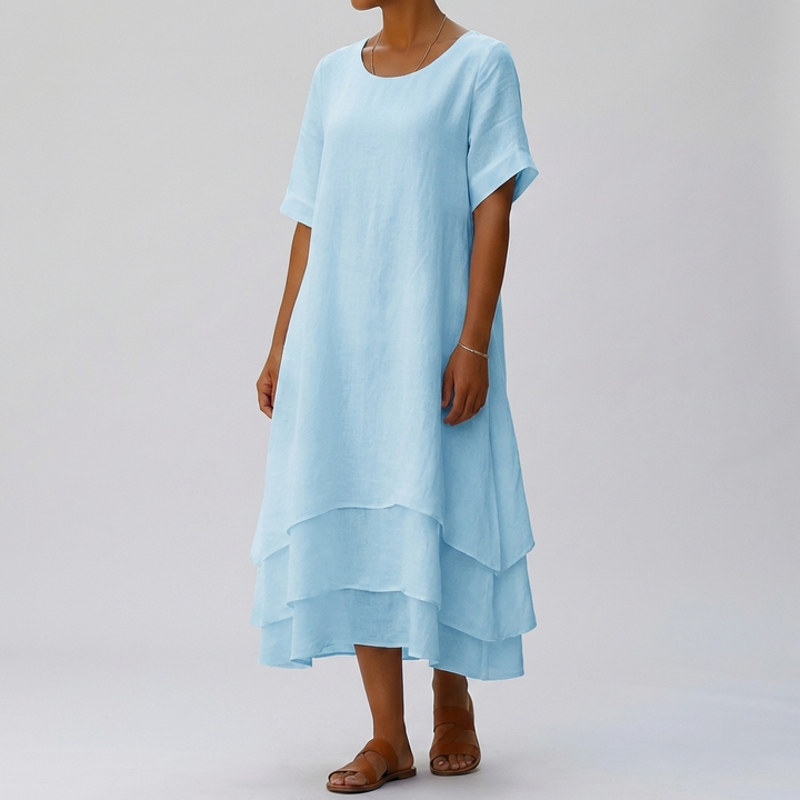 Vestido Chic Bloque con Rasgado Elegancia Moderna sin Esfuerzo