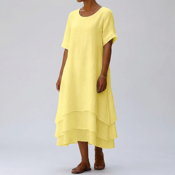 Vestido Chic Bloque con Rasgado Elegancia Moderna sin Esfuerzo