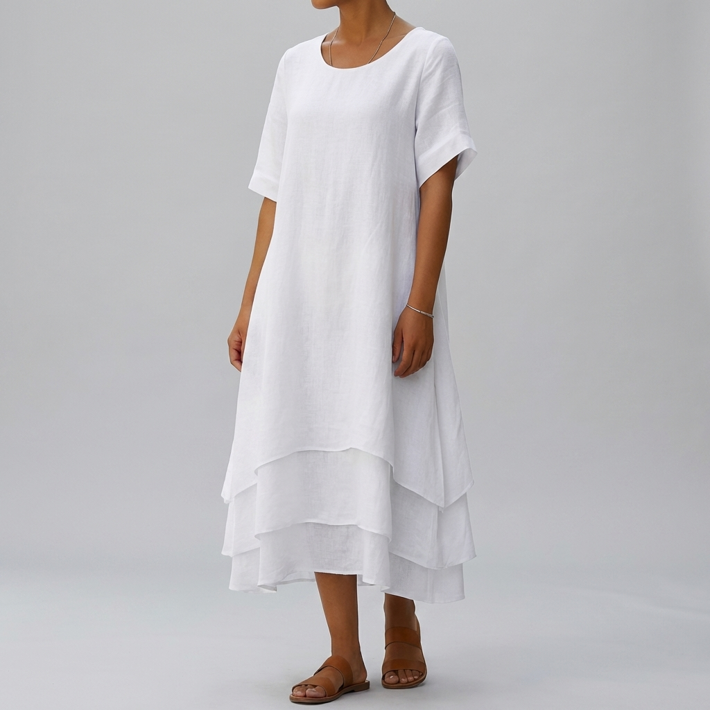 Vestido Chic Bloque con Rasgado Elegancia Moderna sin Esfuerzo