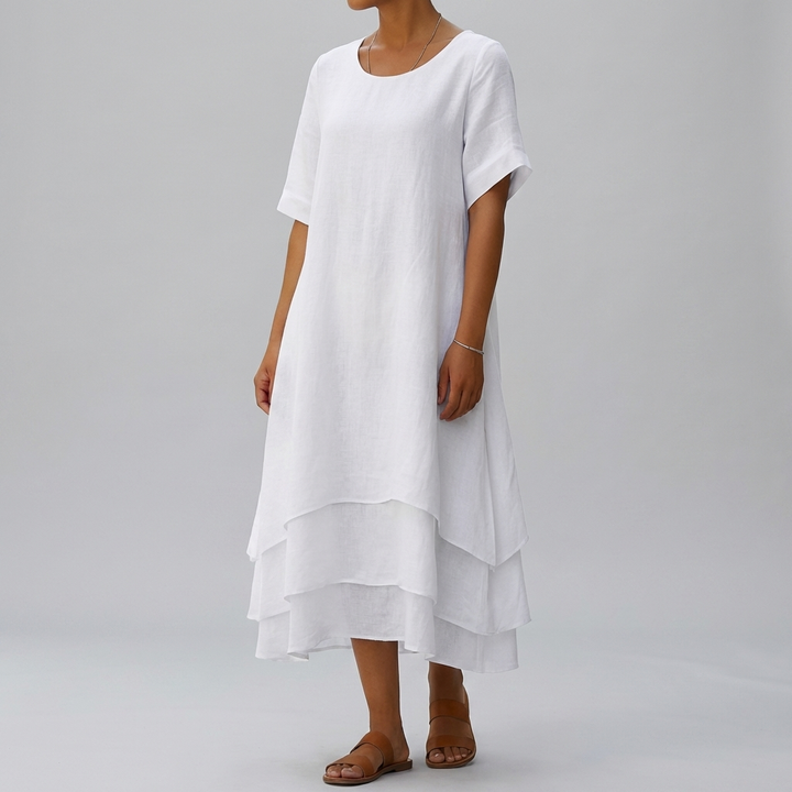 Vestido Chic Bloque con Rasgado Elegancia Moderna sin Esfuerzo