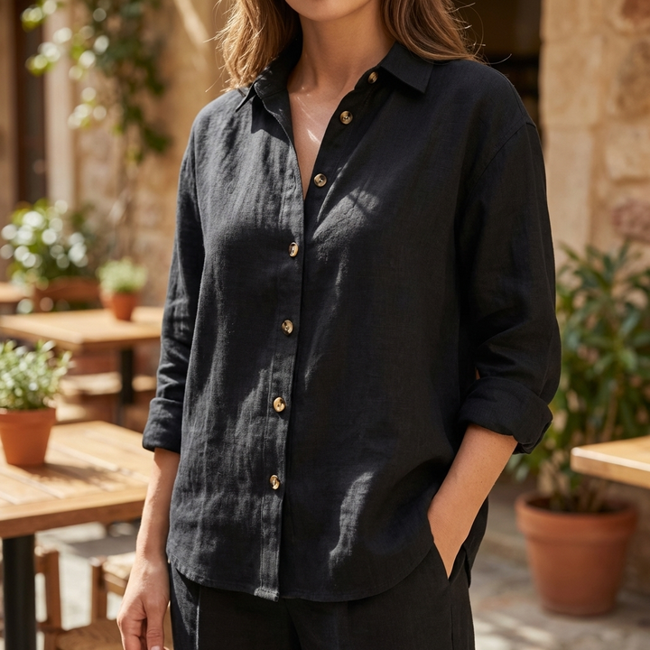 Blusa de Lino Vintage para Mujeres