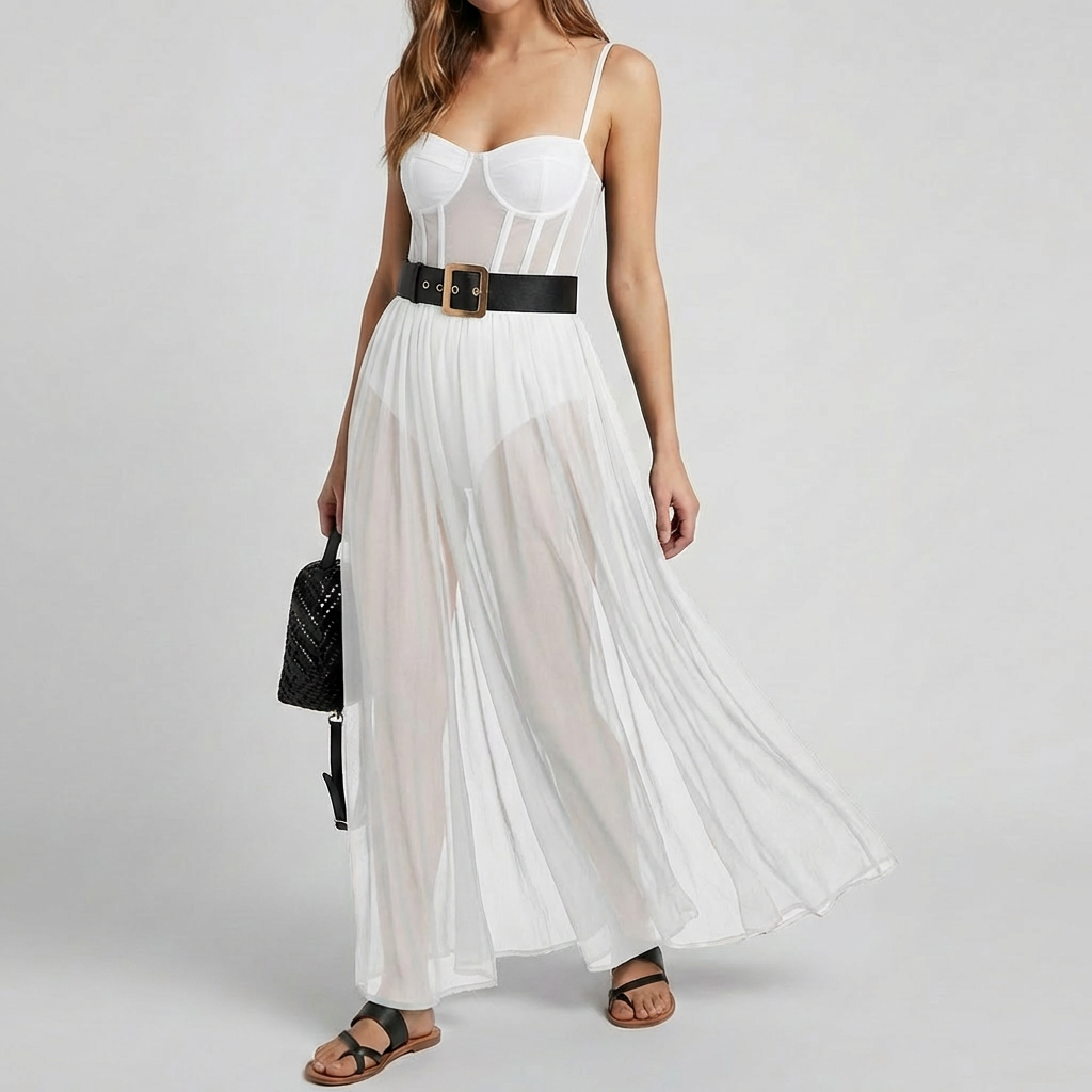 Vestido Boho Transparente de Capas para Mujeres