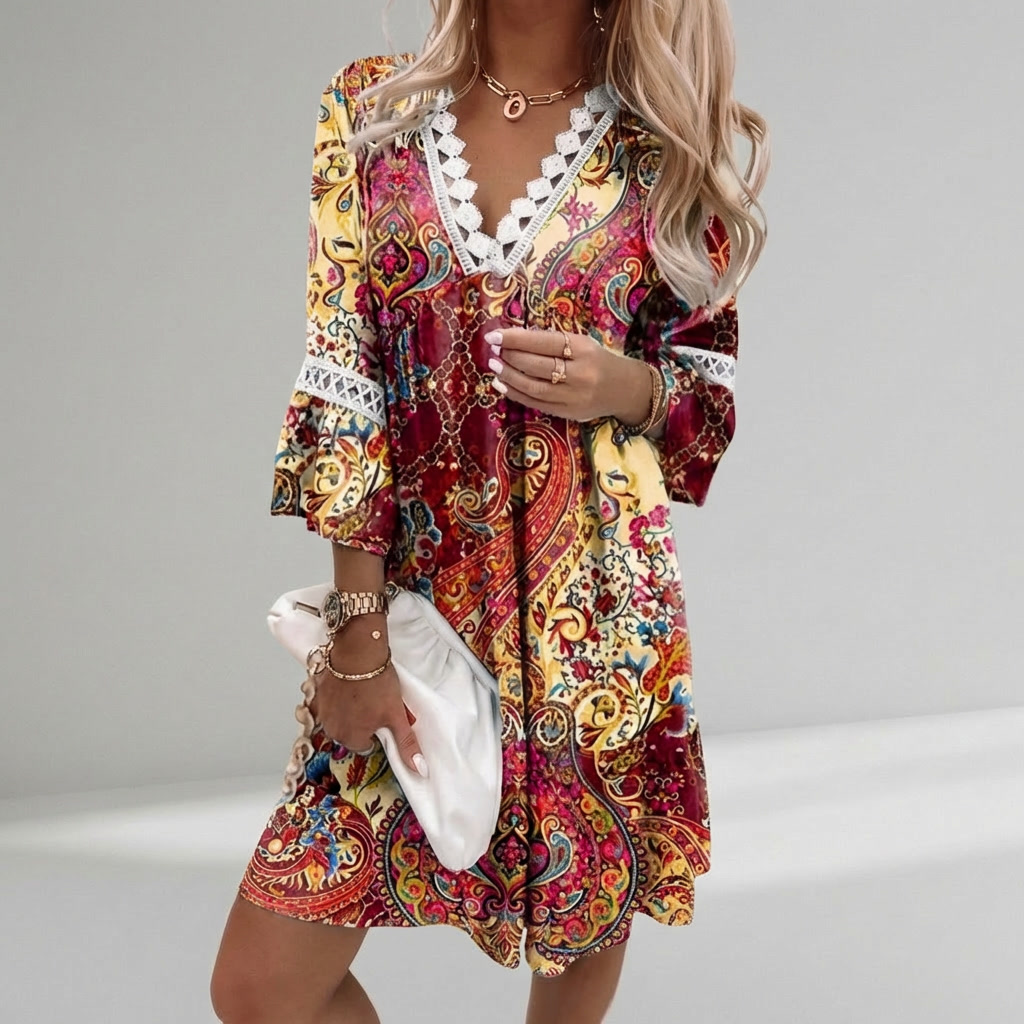 Vestido Boho de Verano con Detalles de Crochet