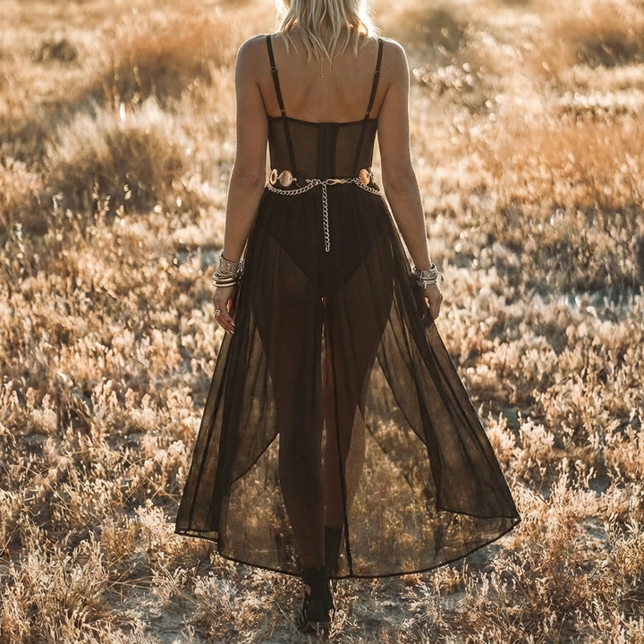 Vestido Boho Transparente de Capas para Mujeres