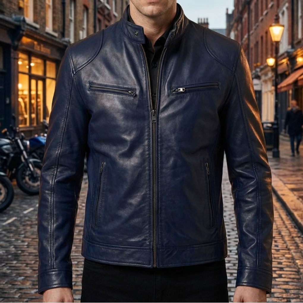 Chaqueta de Cuero Clásica para Hombres