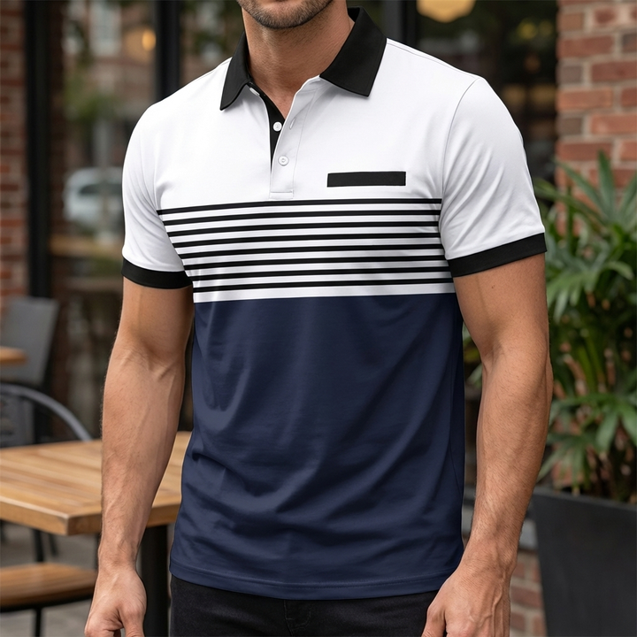 Polo de manga corta a rayas para hombre