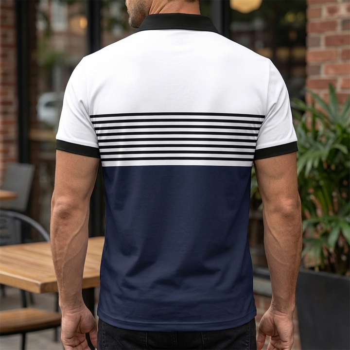 Polo de manga corta a rayas para hombre, vista 2