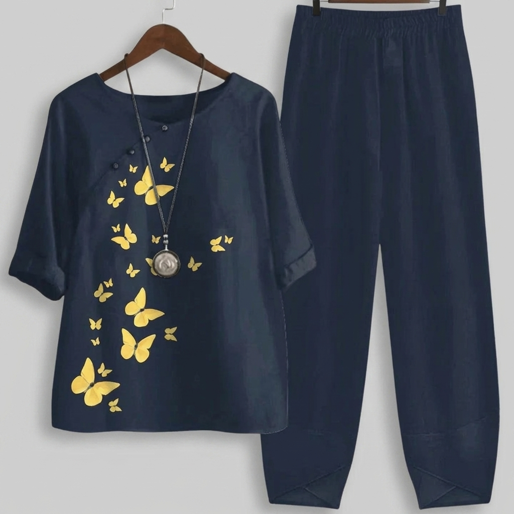 Conjunto Dos Piezas Floral Vintage para Mujeres