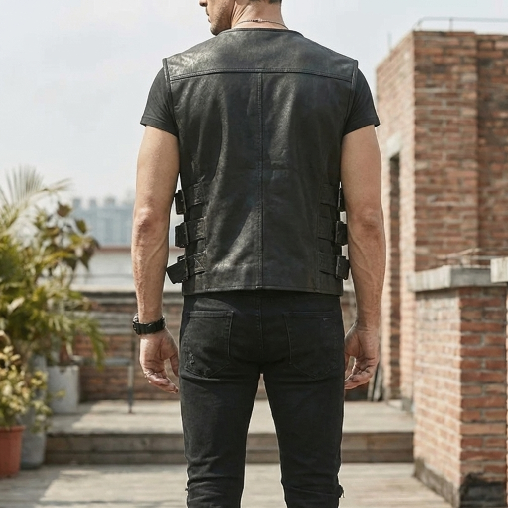 Chaleco de Cuero a la Moda para Hombres