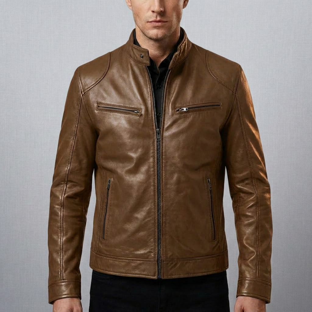 Chaqueta de Cuero Clásica para Hombres