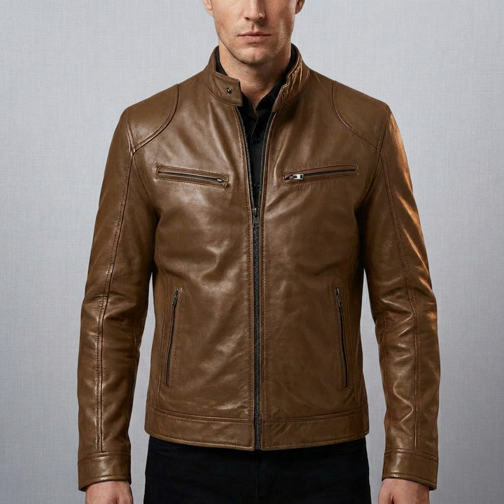 Chaqueta de Cuero Clásica para Hombres