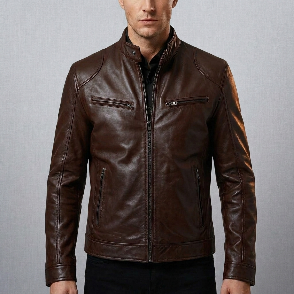 Chaqueta de Cuero Clásica para Hombres