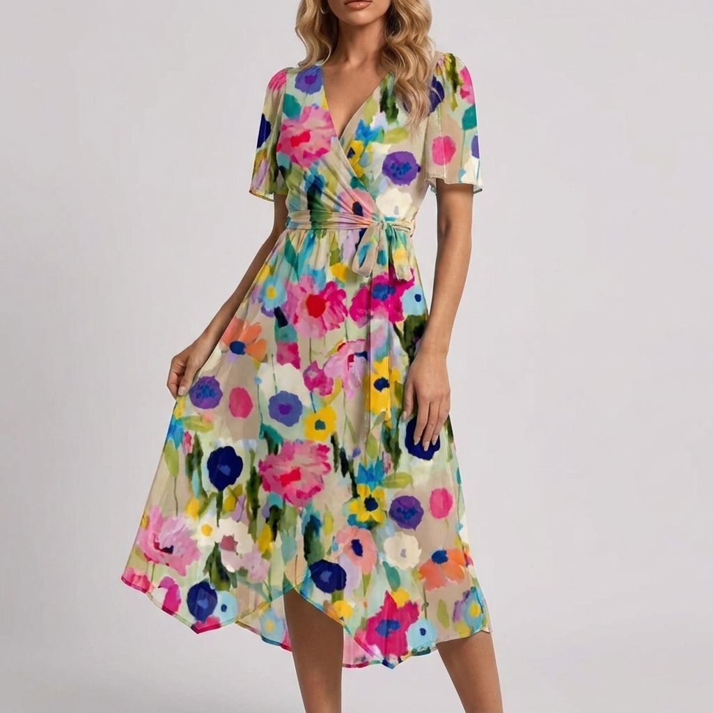 Vestido Floral Fluido de Verano para Mujeres