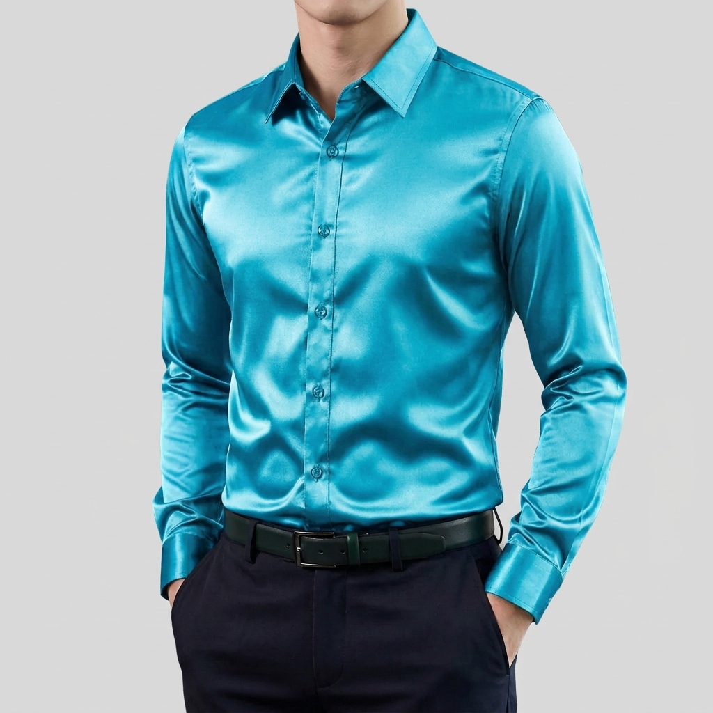 Camisa de Manga Larga Clásica de Estiramiento para Hombres
