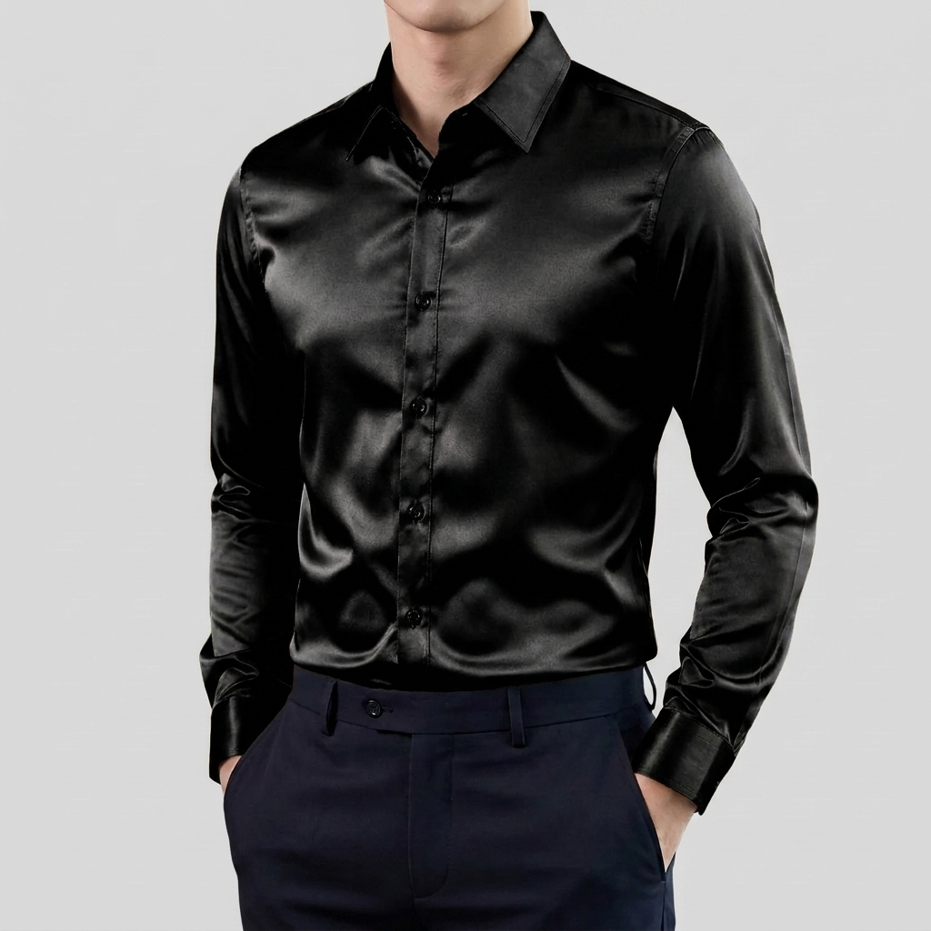 Camisa de Manga Larga Clásica de Estiramiento para Hombres